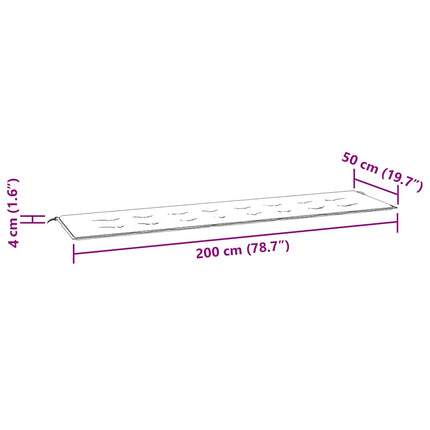 hynde til havebænk 200x50x3 cm stof bladmønster