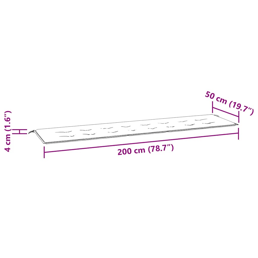hynde til havebænk 200x50x4 cm stof turkis