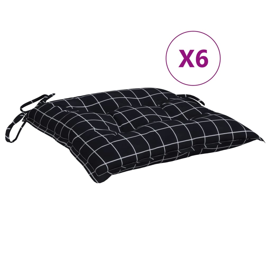 stolehynder 6 stk. 50x50x7 cm oxfordstof ternet mønster sort