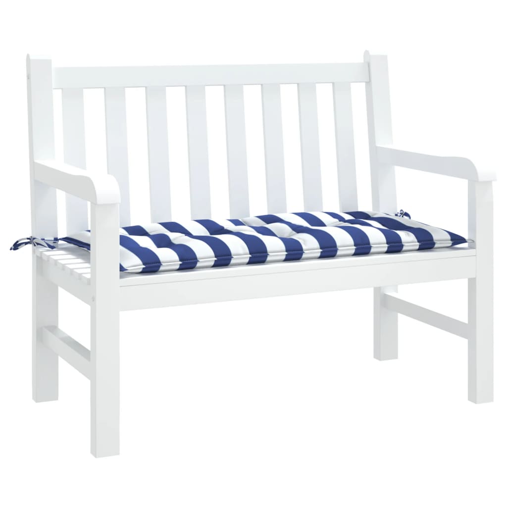 hynde til havebænk 100x50x7 cm striber oxfordstof blå og hvid