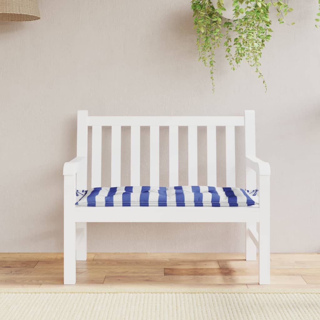 hynde til havebænk 100x50x7 cm striber oxfordstof blå og hvid