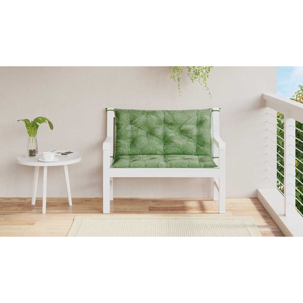 hynder til havebænk 2 stk 100x50x7 cm stof bladmønster