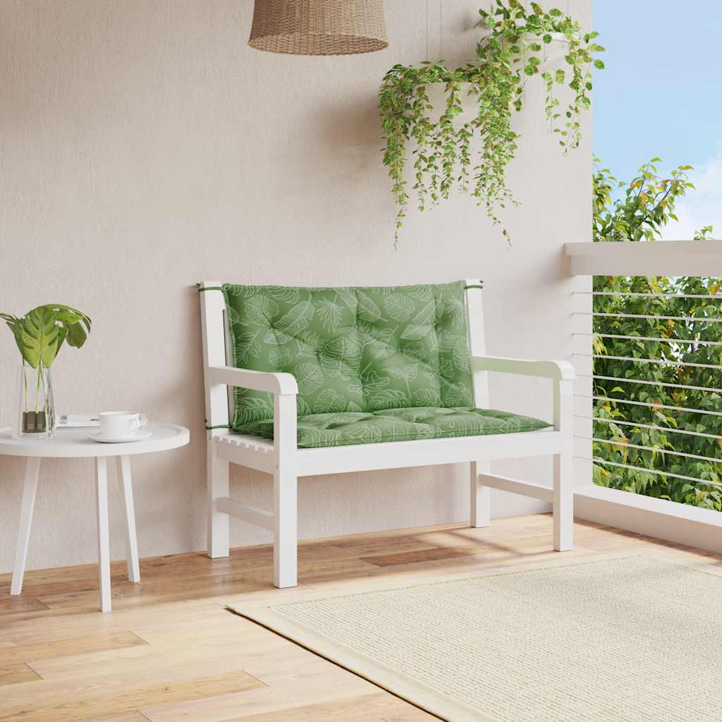 hynder til havebænk 2 stk 100x50x7 cm stof bladmønster