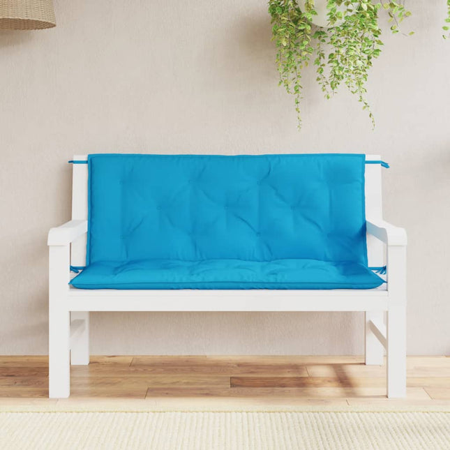 hynder til havebænk 2 stk. 120x50x7 cm oxfordstof lyseblå