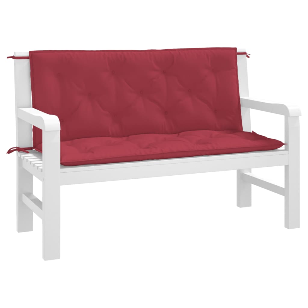 hynder til havebænk 2 stk. 120x50x7 cm oxfordstof vinrød