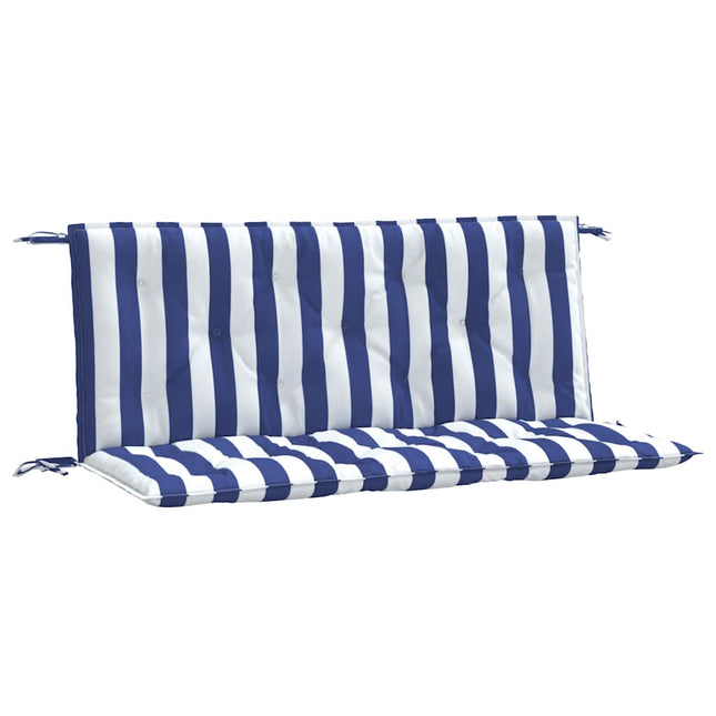 hynder til havebænk 2 stk 120x50x7 cm striber stof blå hvid