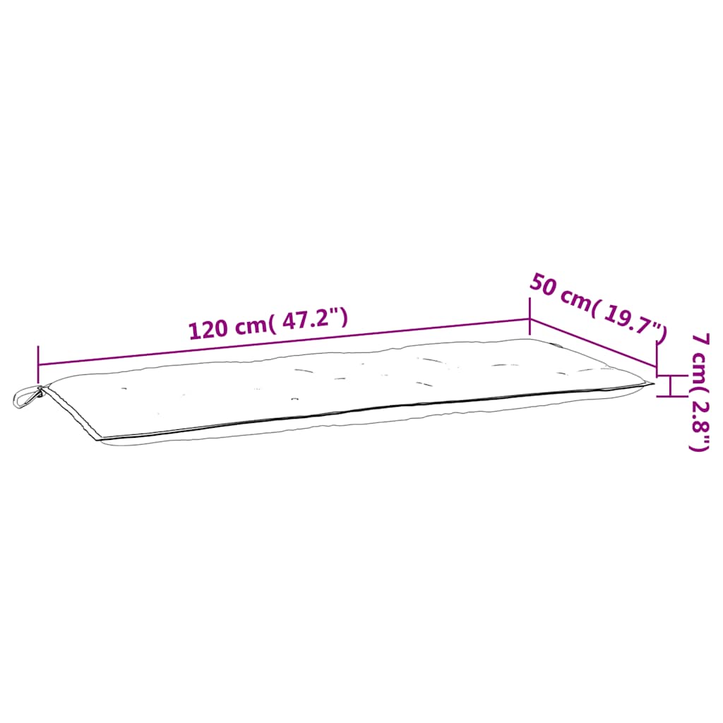 hynder til havebænk 2 stk. 2 stk. 120x50x7 cm stof pink