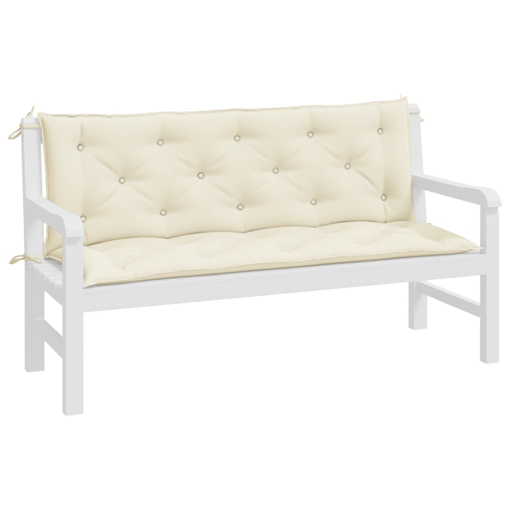 hynder til havebænk 2 stk. 150x50x7 cm oxfordstof cremefarvet