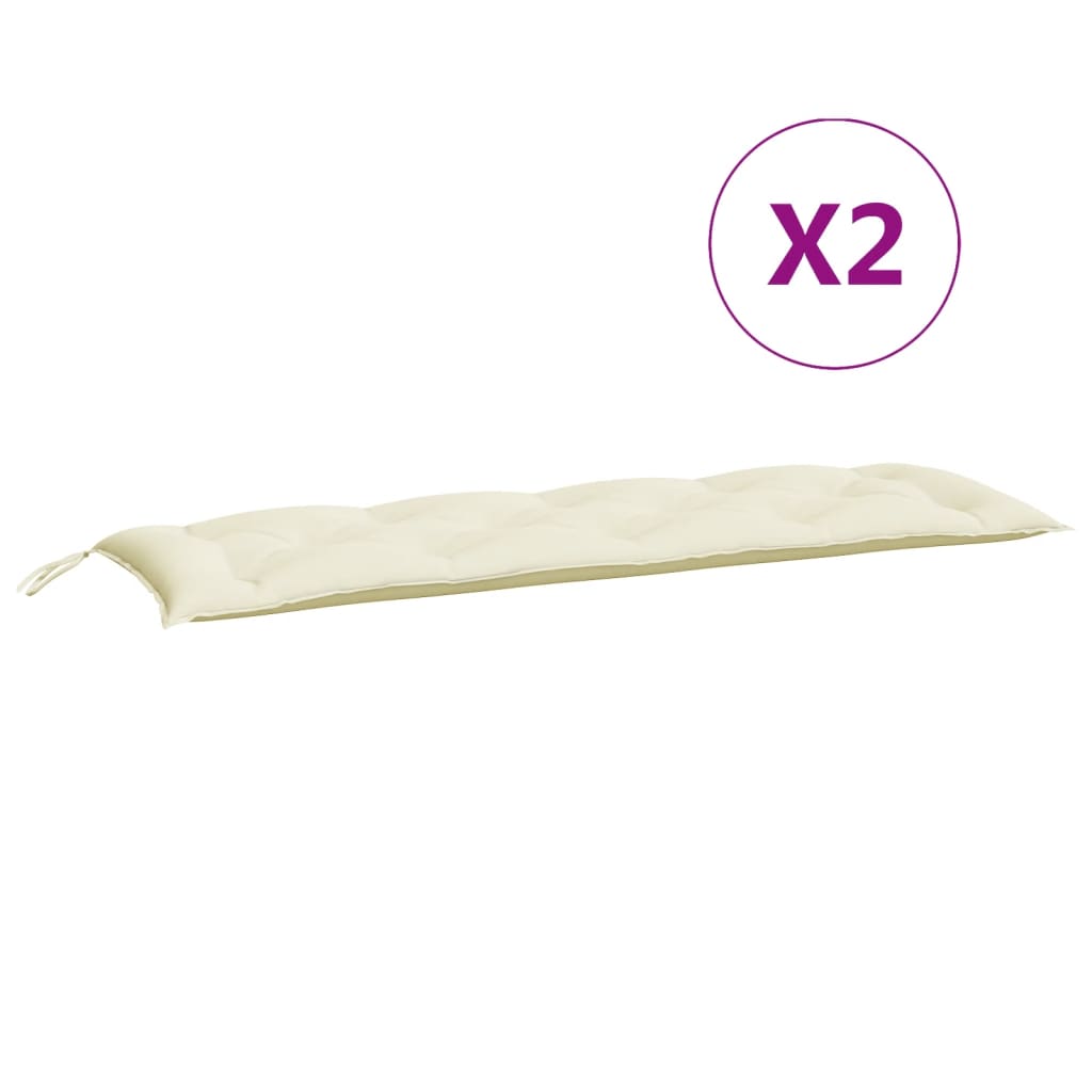 hynder til havebænk 2 stk. 150x50x7 cm oxfordstof cremefarvet