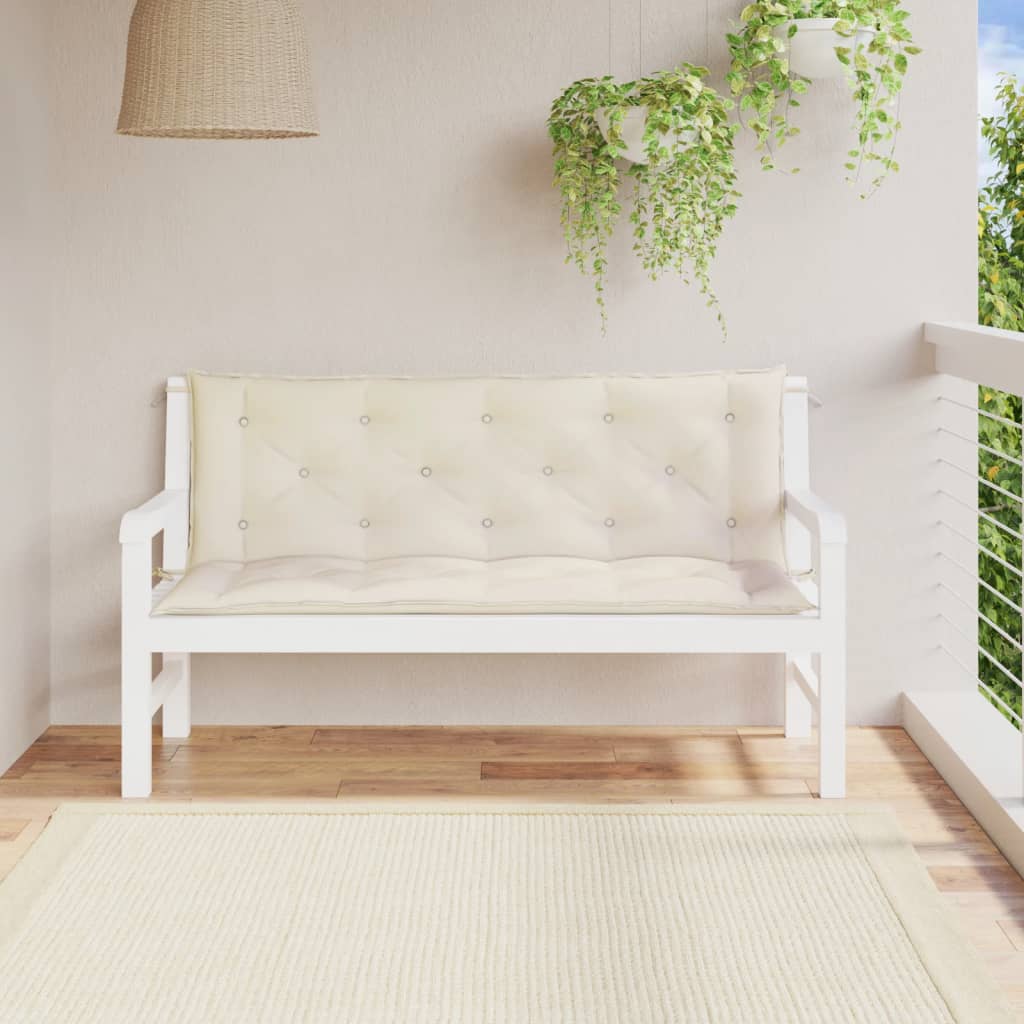 hynder til havebænk 2 stk. 150x50x7 cm oxfordstof cremefarvet