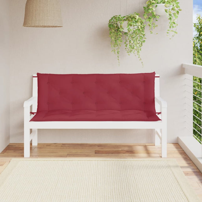 hynder til havebænk 2 stk. 150x50x7 cm oxfordstof vinrød