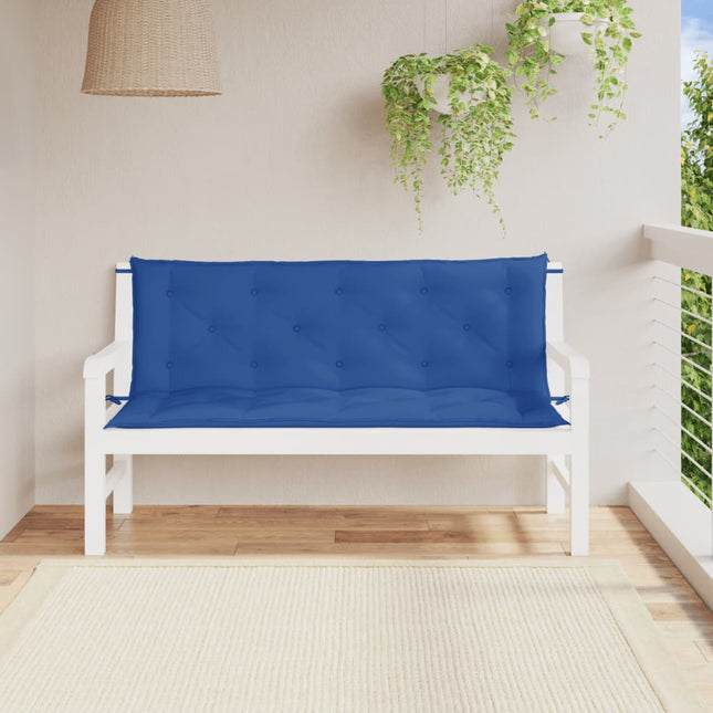 hynder til havebænk 2 stk. 150x50x7 cm oxfordstof blå