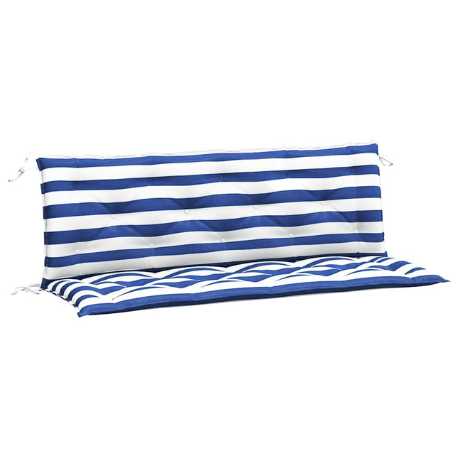 hynder til havebænk 2 stk 150x50x7 cm striber stof blå hvid