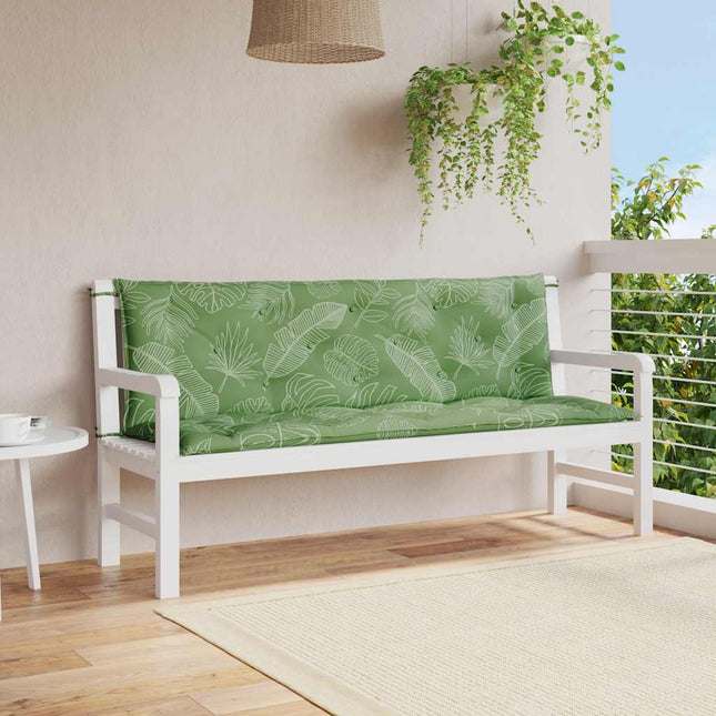 hynder til havebænk 2 stk 150x50x7 cm stof bladmønster