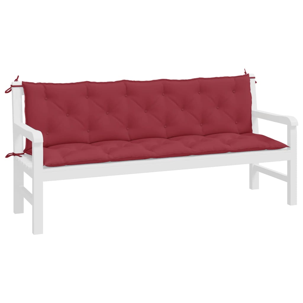 hynder til havebænk 2 stk. 180x50x7 cm oxfordstof vinrød