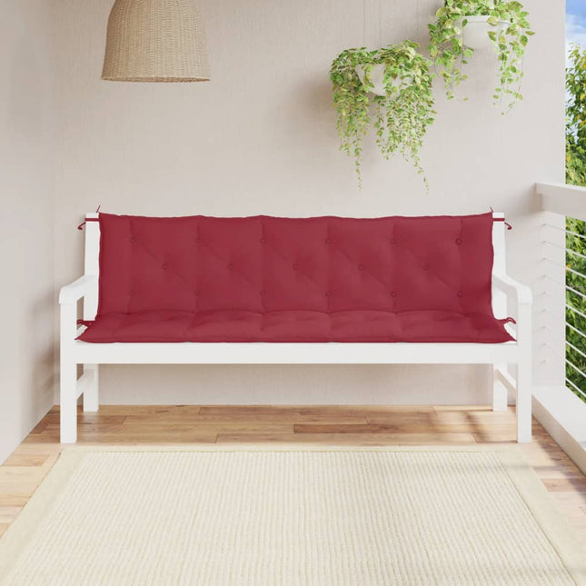 hynder til havebænk 2 stk. 180x50x7 cm oxfordstof vinrød
