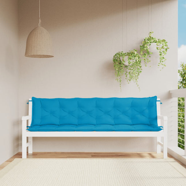 hynder til havebænk 2 stk. 200x50x7 cm oxfordstof lyseblå