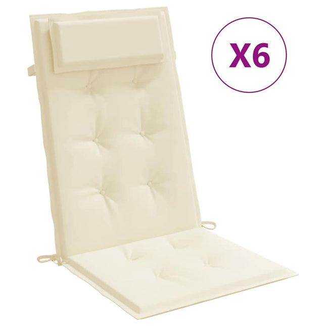 stolehynder m. høj ryg 6 stk. oxfordstof cremefarvet