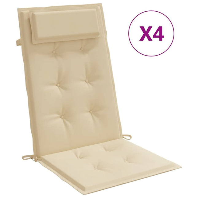 stolehynder m. høj ryg 4 stk. oxfordstof beige
