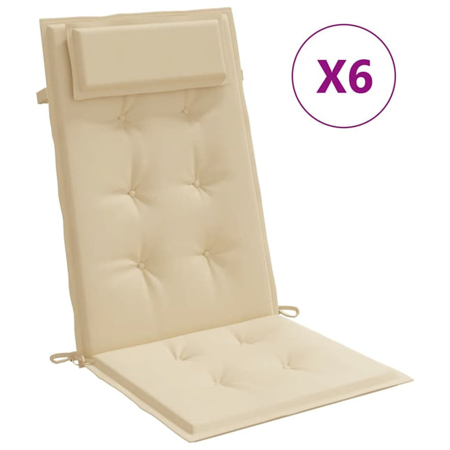 stolehynder m. høj ryg 6 stk. oxfordstof beige