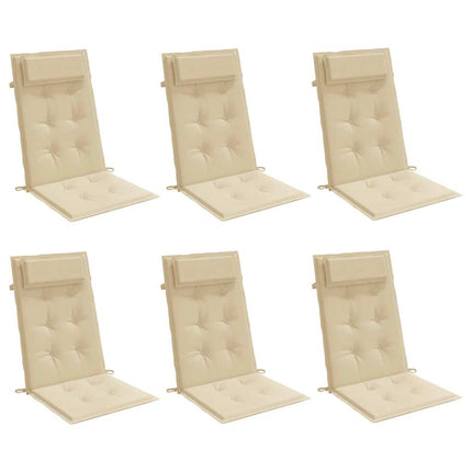 stolehynder m. høj ryg 6 stk. oxfordstof beige