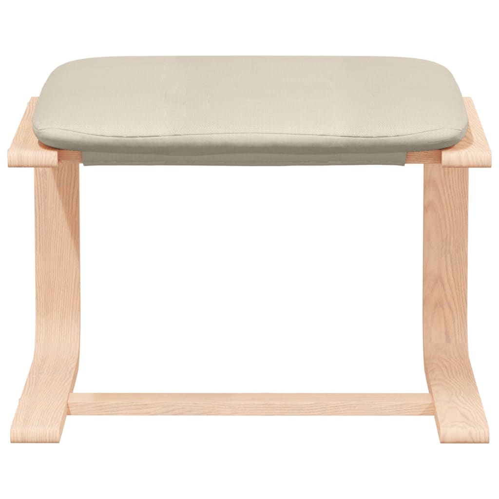 lænestol med fodskammel Stof cremefarvet