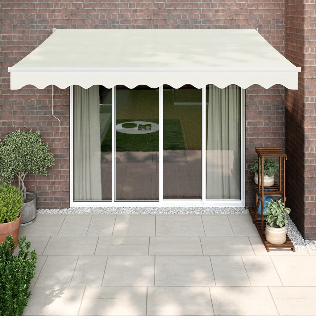 Foldemarkise Manuel Betjening 3x2,5 M Stof Aluminium Blå Hvid - Creme / 3,5 x 2,5 m