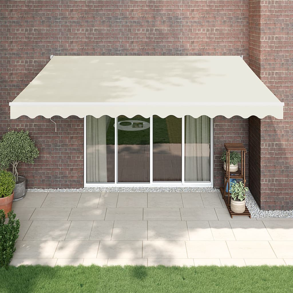 Foldemarkise Manuel Betjening 3x2,5 M Stof Aluminium Blå Hvid - Cremefarvet (hvid ramme) / 4 × 3 m