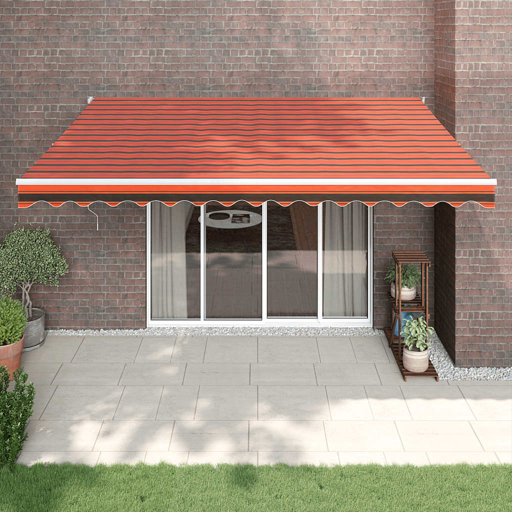 foldemarkise 4,5x3 m stof og aluminium orange og brun billede