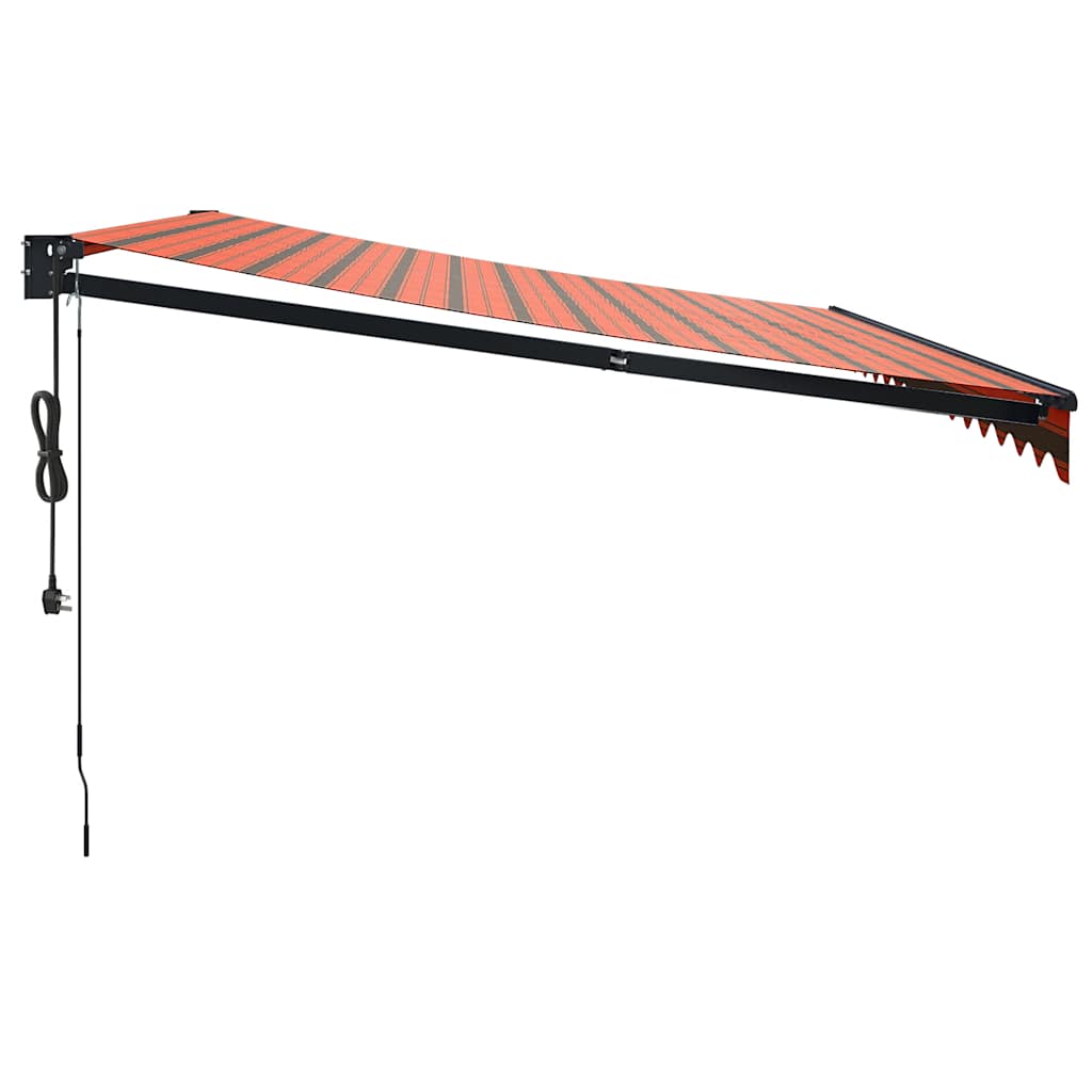 foldemarkise 4x3 m automatisk betjening orange og brun