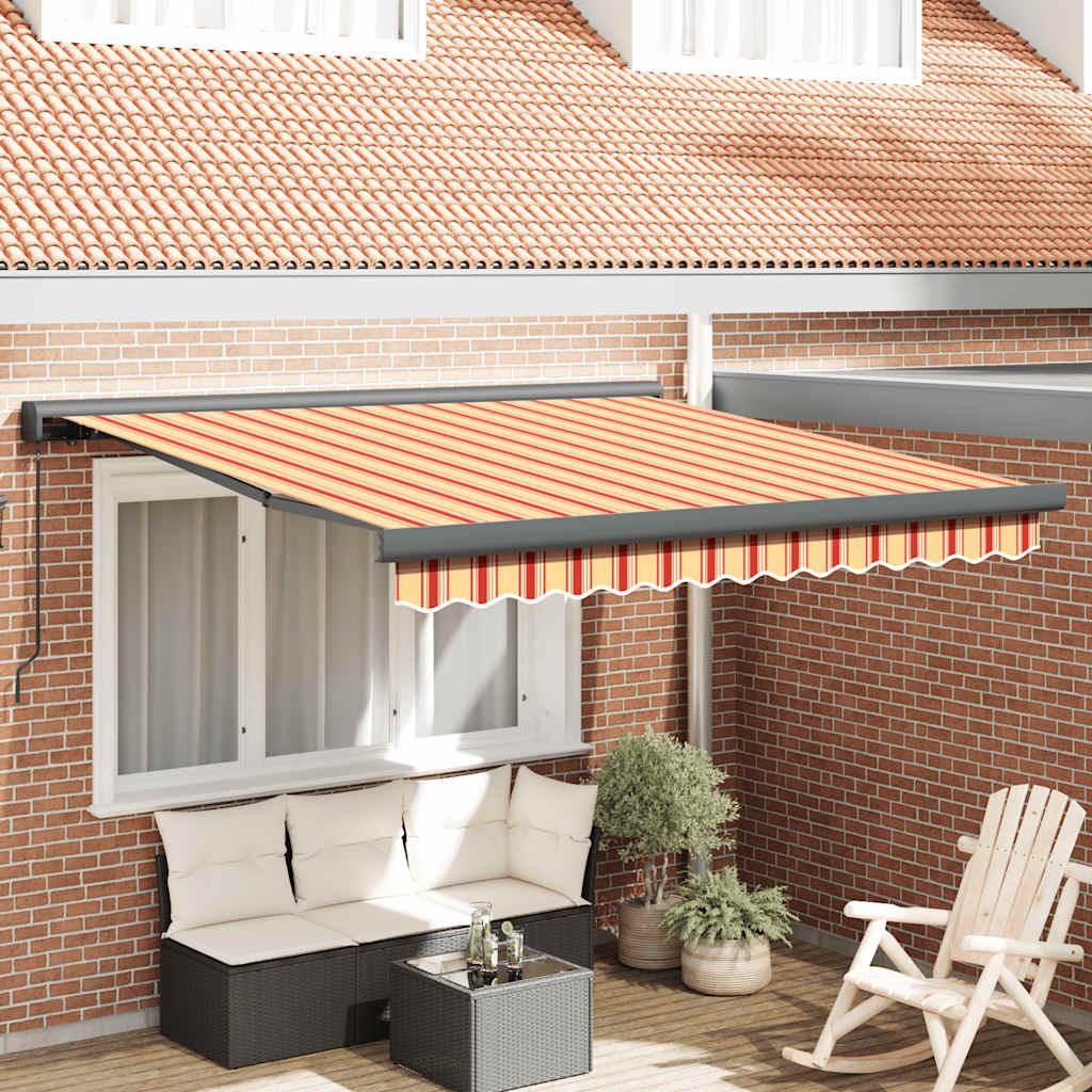 foldemarkise manuel betjening 3x2,5 m stof aluminium gul hvid