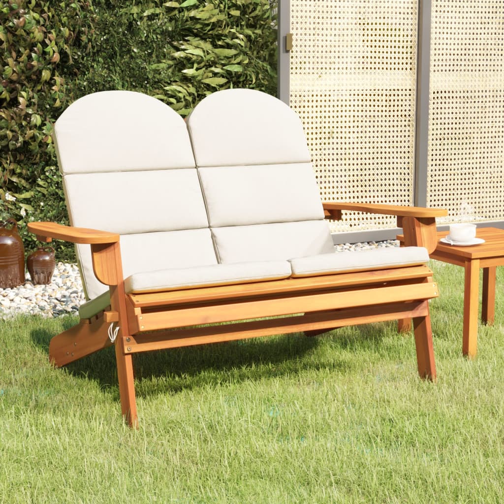 Adirondack-havebænk med hynder 126 cm massivt akacietræ billede