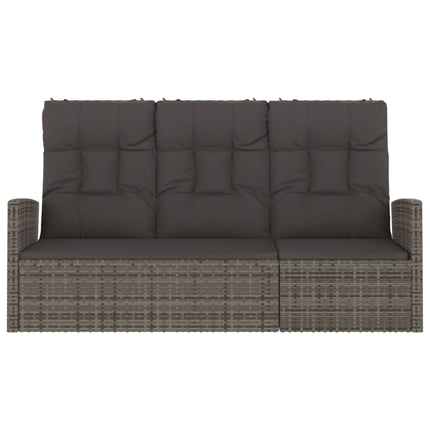havebænk med hynder 173 cm polyrattan grå