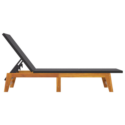 liggestol med bord polyrattan og massivt akacietræ