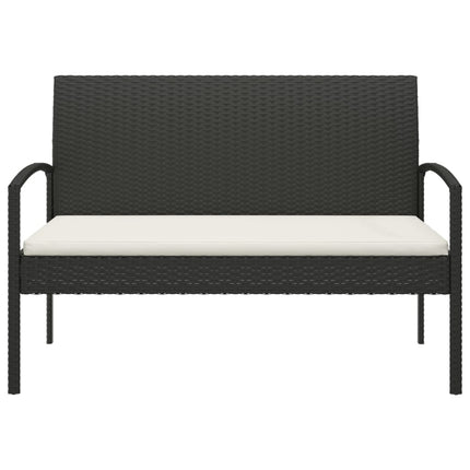 havebænk med hynde 105 cm polyrattan sort
