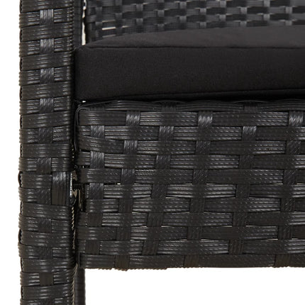 havebænk med hynde 105 cm polyrattan sort