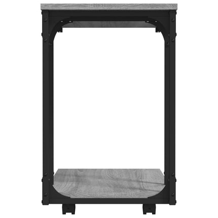 sidebord med hjul 50x35x55,5 cm konstrueret træ grå sonoma-eg