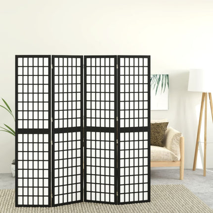 4-panels rumdeler 160x170 cm foldbar japansk stil sort
