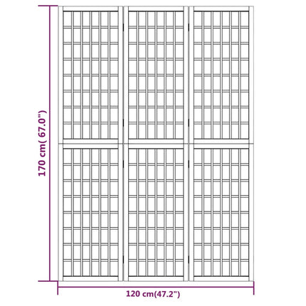 3-panels rumdeler 120x170 cm foldbar japansk stil