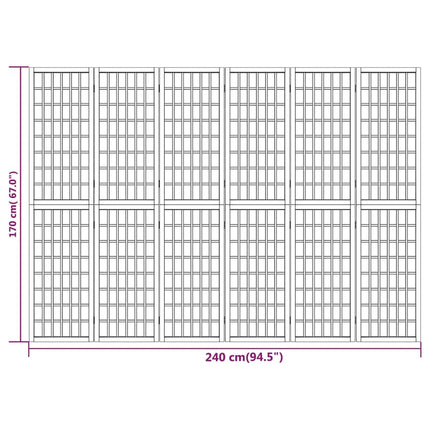 6-panels rumdeler 240x170 cm foldbar japansk stil