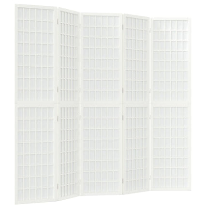 5-panels rumdeler 200x170 cm foldbar japansk stil hvid