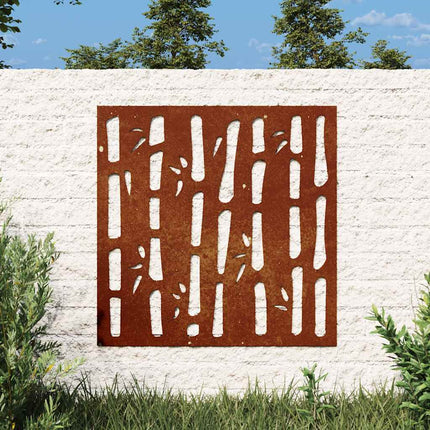 udendørs vægdekoration 55x55 cm bambusdesign cortenstål