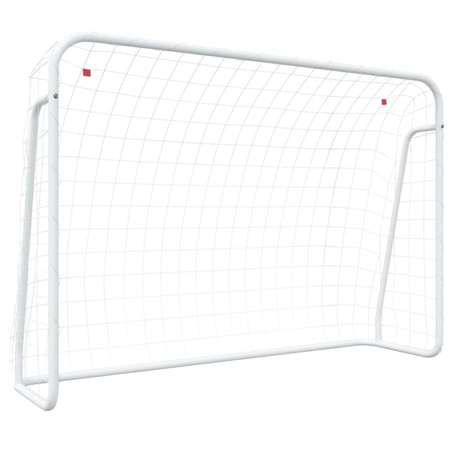 fodboldmål med net 214x75x152 cm stål og polyester hvid