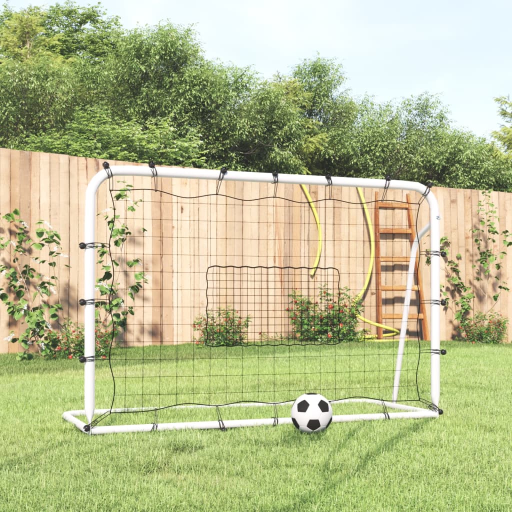 fodbold-rebounder med net 184x61x123 cm stål og PE sort og hvid