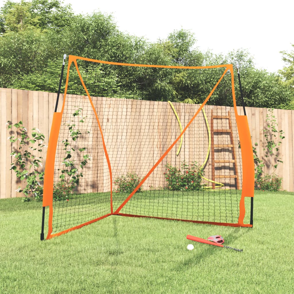 bærbart baseballnet 183x182x183 cm polyester stål sort orange