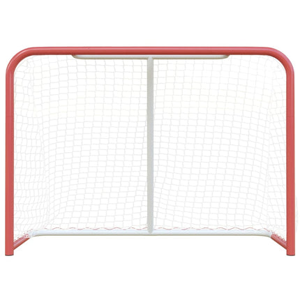 hockeymål med net 153x60x118 cm stål og polyester rød og hvid