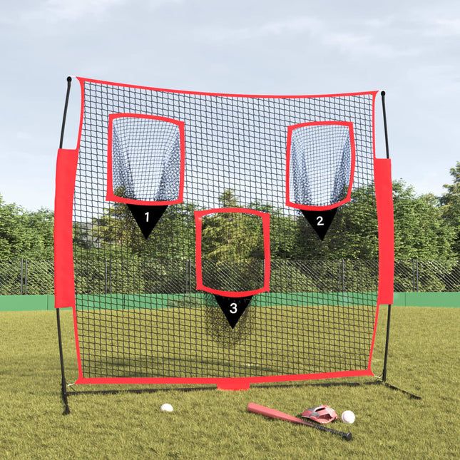 bærbart baseballnet 183x105x183 cm polyester sort og rød