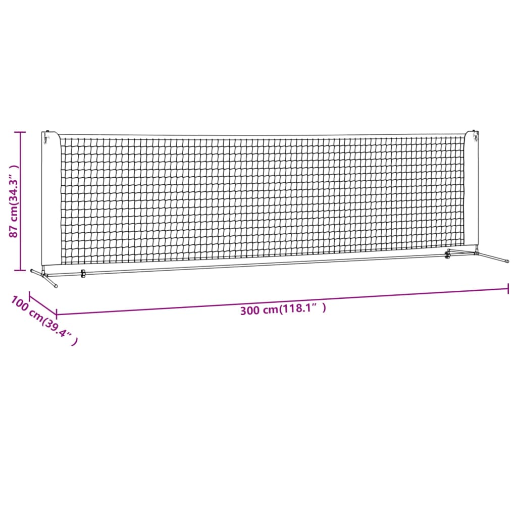 tennisnet 300x100x87 cm polyester sort og rød