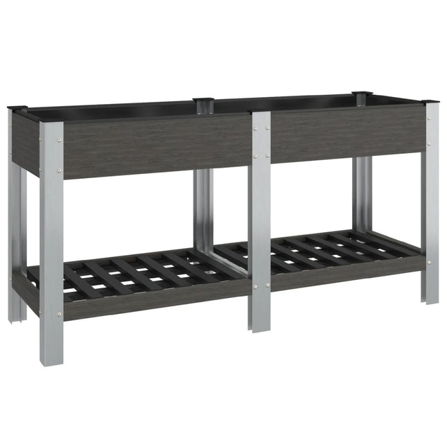 højbed med hylde 150x50x75 cm WPC grå