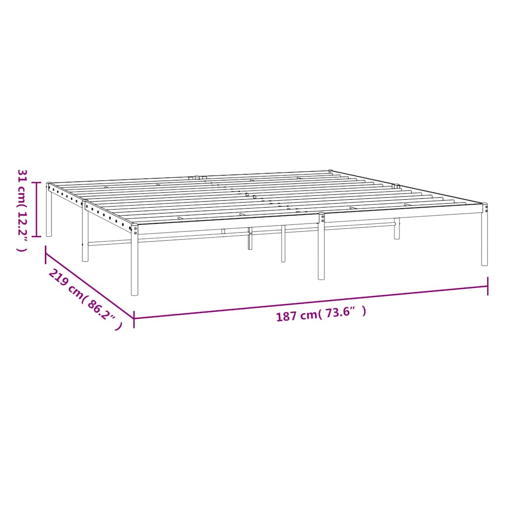 sengeramme 183x213 cm metal sort